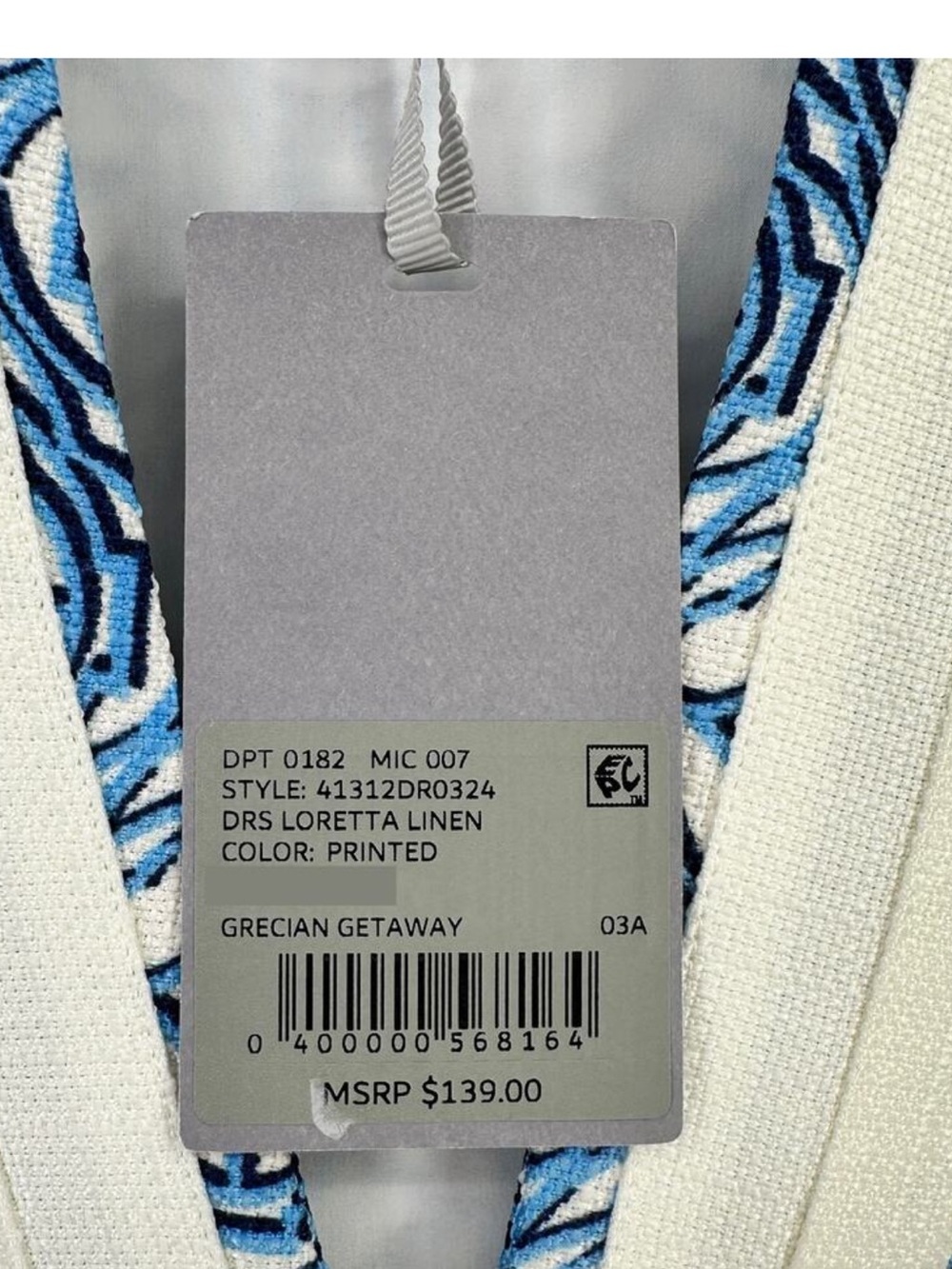 Preston & York NWOT Size 10 Loretta Blue/White Lined Linen Tunic - Picture 9 of 10